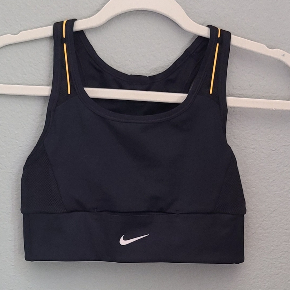 Nike Black With Yellow Cording Compression Style Dri Fit Sports Bra XS